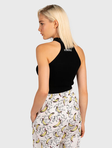 Black knitted top with logo embroidery on the back - 3