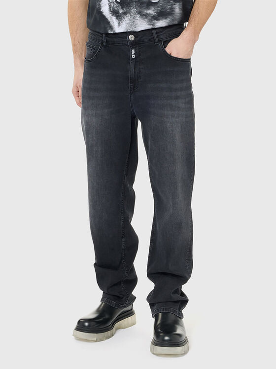 Wide leg jeans with washed effect - 1