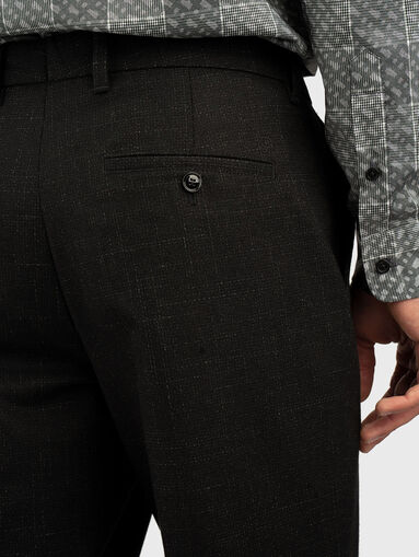 Black wool blend slim trousers - 3