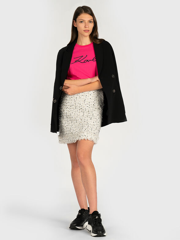 Black T-shirt with rhinestone logo - 4