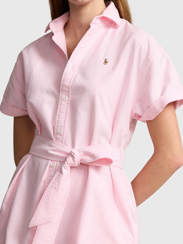 Pink short sleeve Oxford dress - 4