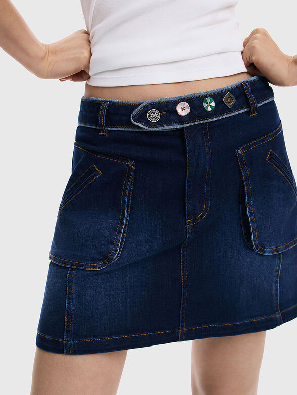 Mini denim skirt with pockets - 5