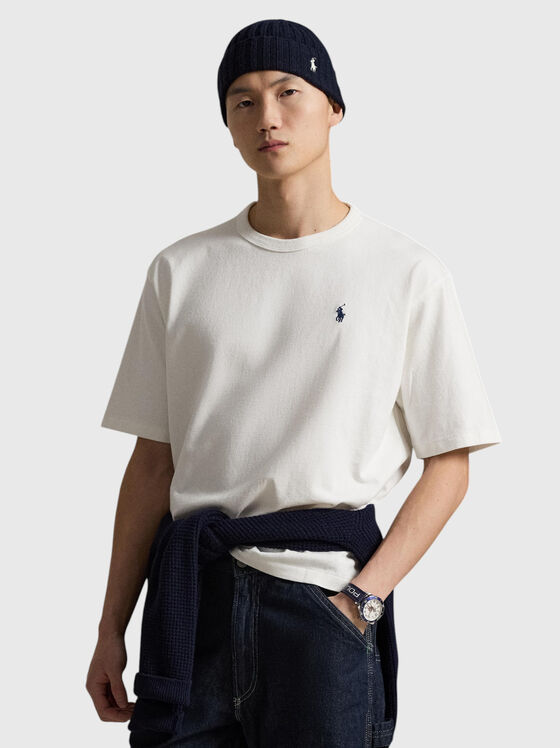 Памучна тениска с лого бродерия - 1