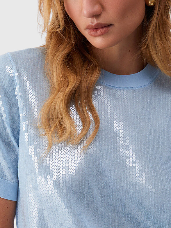 Blue sequined sweater - 4