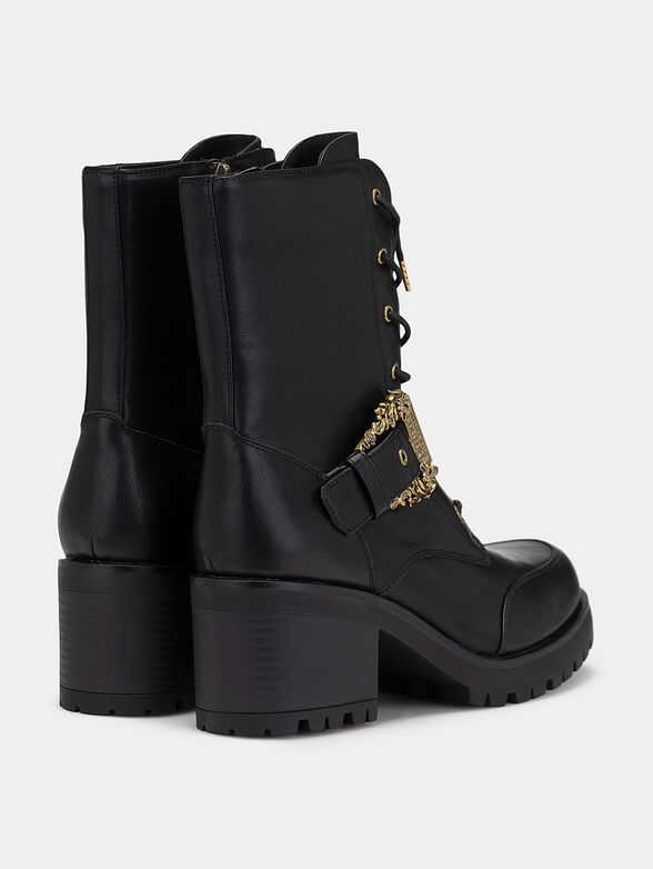 Black ankle boots with logo buckle - 3