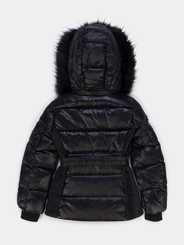 Padded jacket with belt and removable hood - 2
