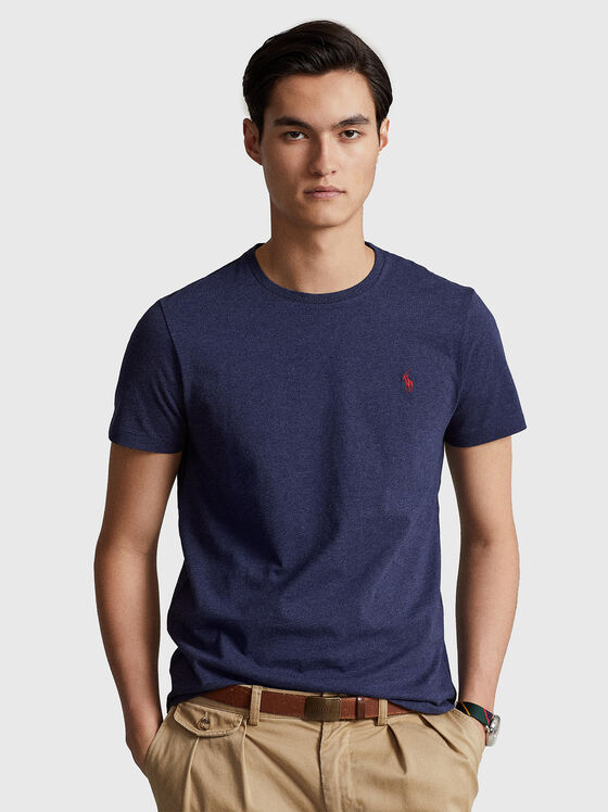 Cotton T-shirt with contrast logo embroidery - 1