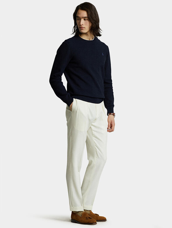 Dark blue cotton sweater with logo - 2