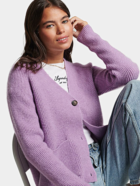 Beige cardigan with buttons and pockets - 1