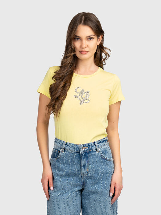 Black T-shirt with rhinestone logo