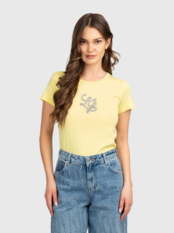 Тениска с лого от апликирани кристали - 1