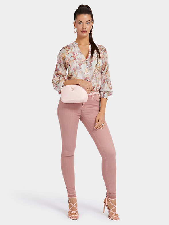 Pink jeans with triangular logo patch - 4