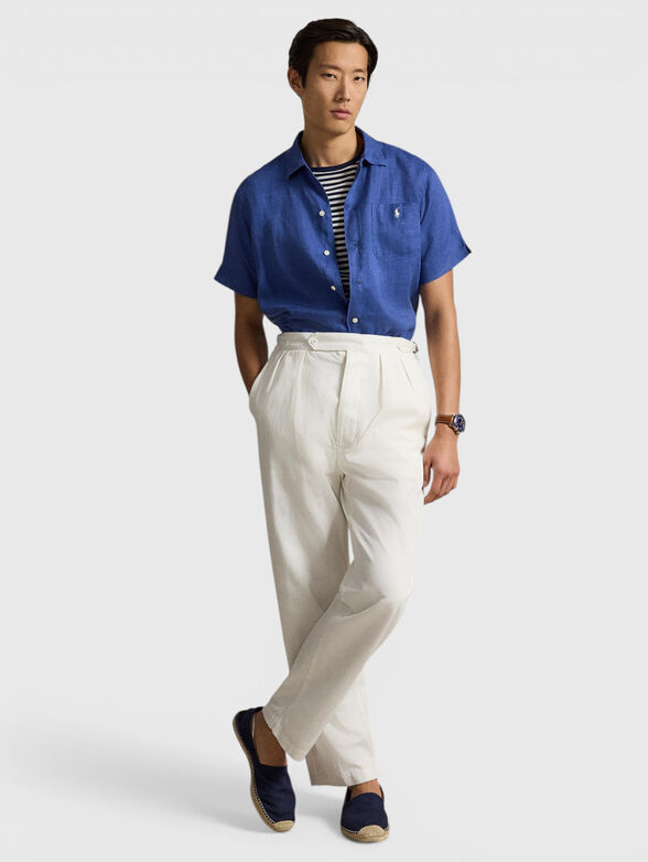 Linen shirt with embroidered logo - 2