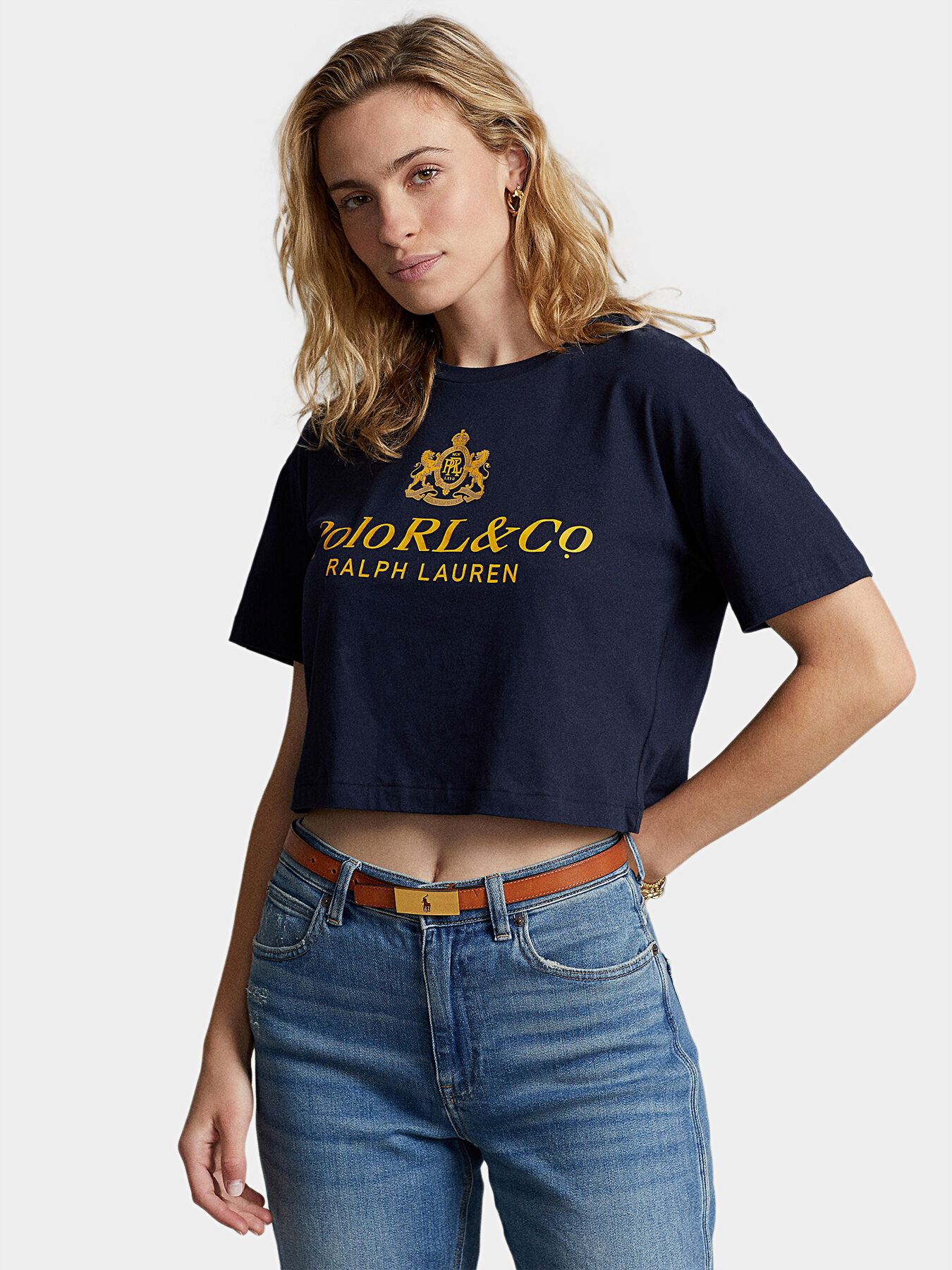 Cropped T shirt with print brand POLO RALPH LAUREN Globalbrandsstore en