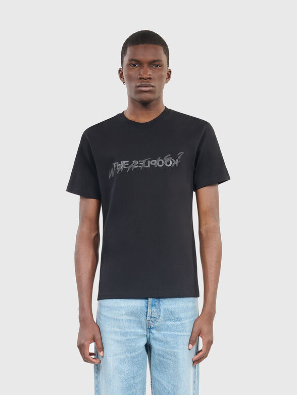 Black cotton T-shirt with print - 1