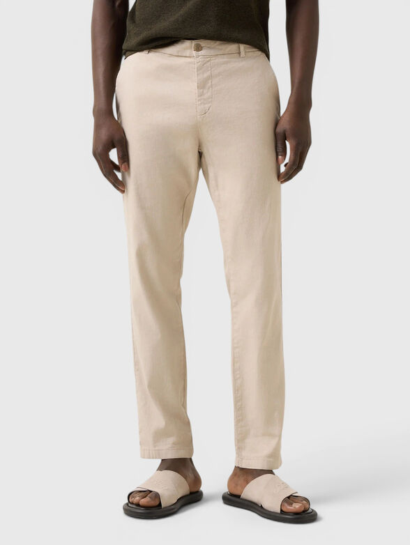 Linen and cotton blend trousers - 1