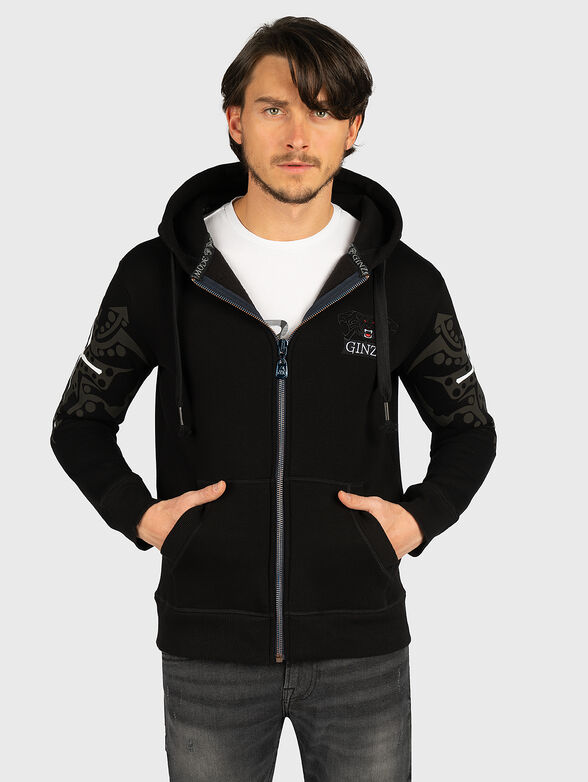 Black hoodie with logo print - 1