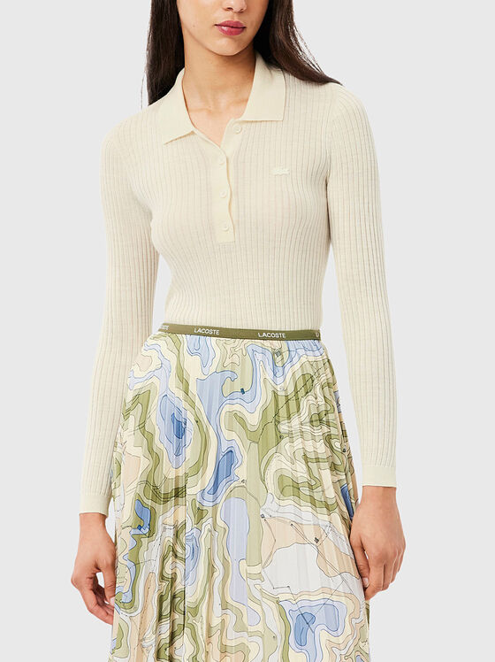 Пуловер с поло яка от вълнa - 1