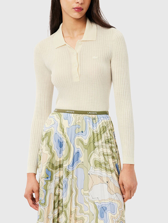 Wool jersey polo collar sweater - 1