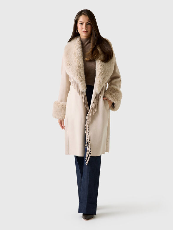 LILIANA wool coat with accent collar - 2