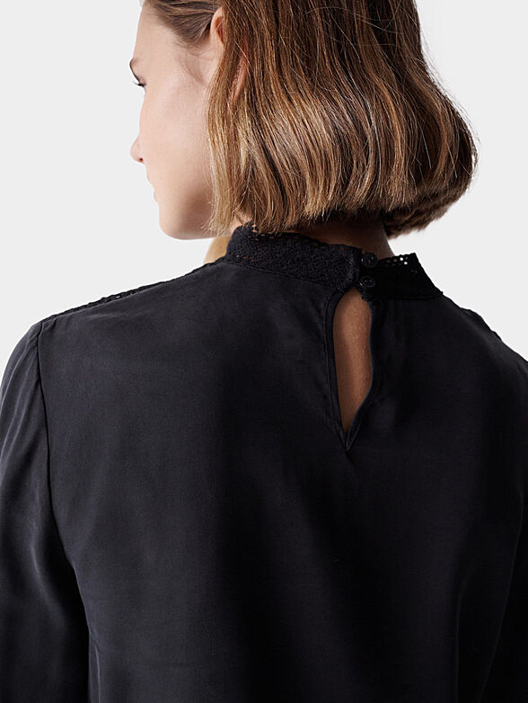 Black blouse with accent embroidery - 5