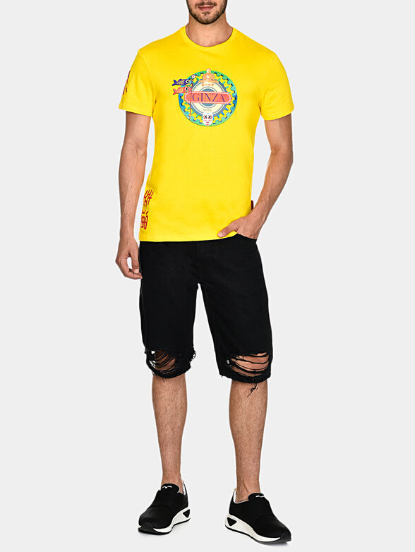 GMTS009 T-shirt with accent prints in yellow color - 1