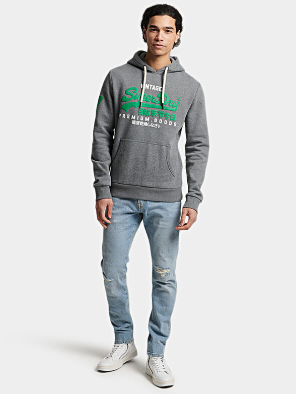 Grey sweatshirt with hood - 2