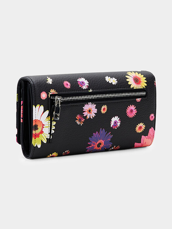 Black wallet with floral print - 2