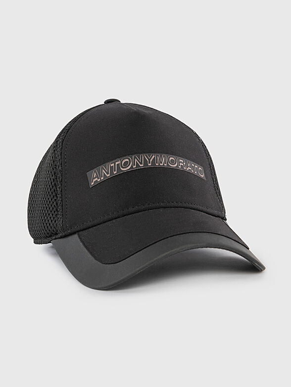 Black baseball cap with logo accent - 1