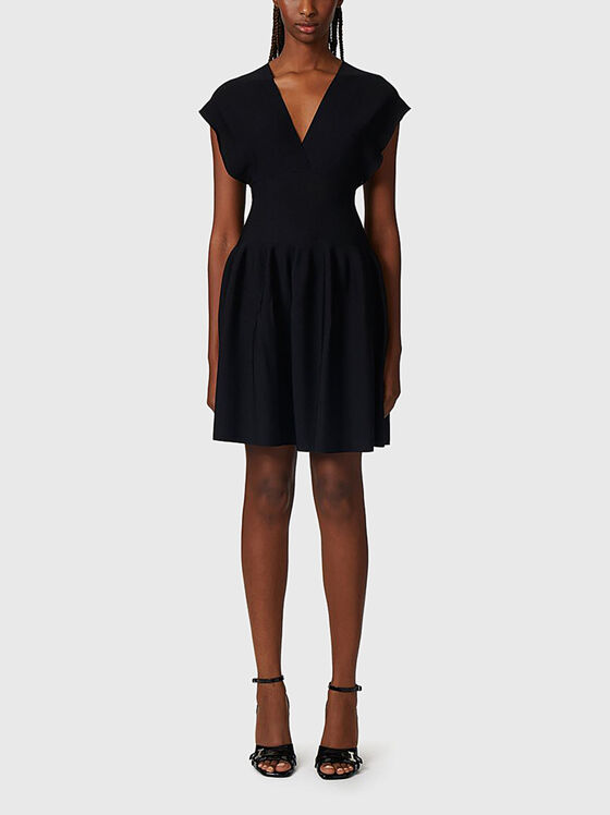Black knitted dress with accent back - 1