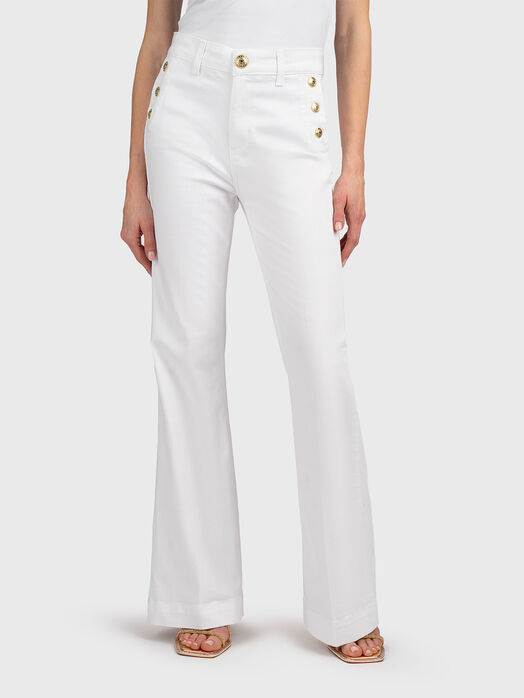 High rise flared jeans with buttons