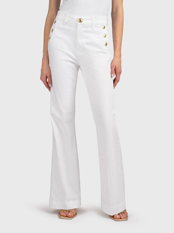 Дънки с висока талия с акцентни копчета - 1