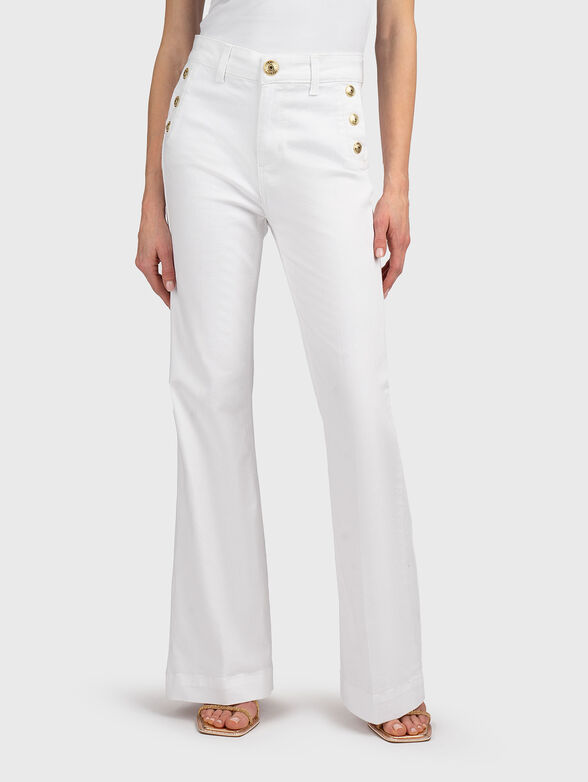 High rise flared jeans with buttons - 1