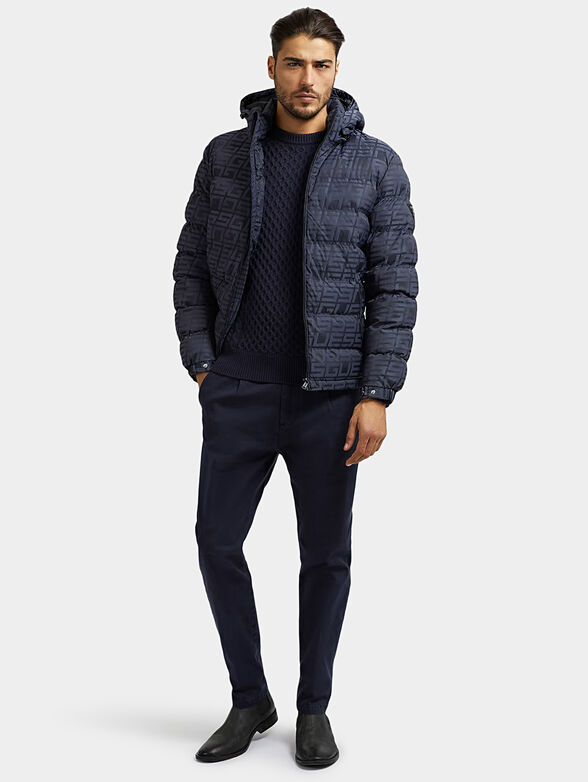 Blue padded jacket with quilted effect - 2