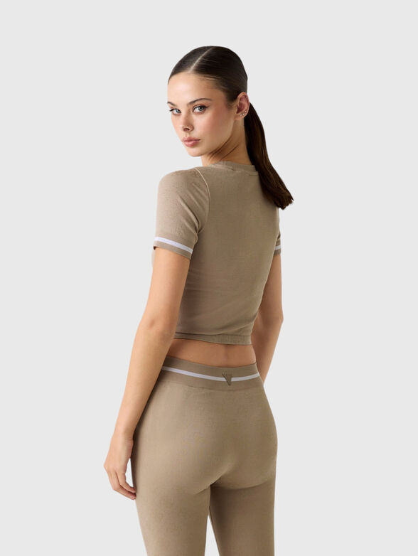 Cropped knit blouse with short sleeves - 3