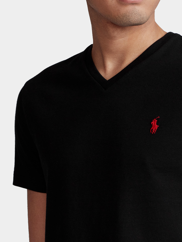 Black t-shirt with logo embroidery - 4