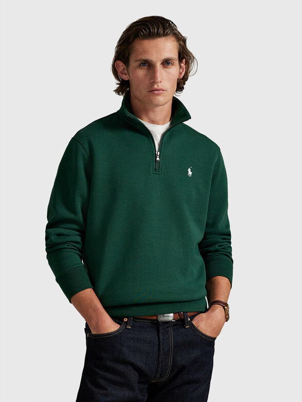 Cotton sweatshirt with zip - 1