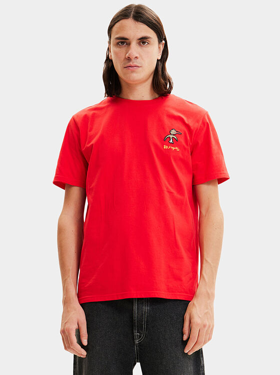 Червена тениска с бродерия - 1