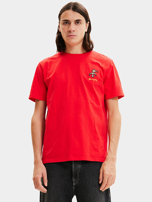 Red T-shirt with embroidery - 1