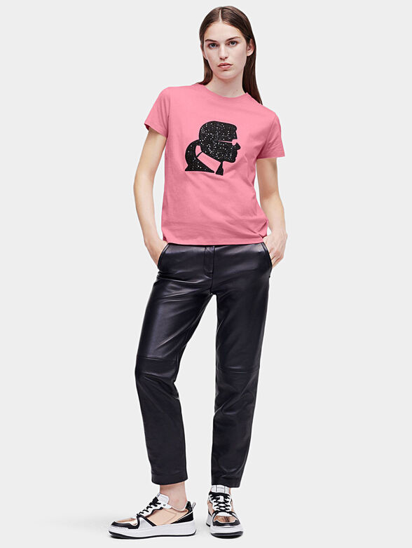 Branded T-shirt with boucle logo - 1