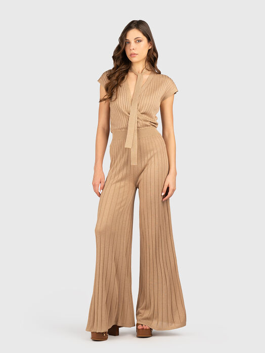 Jumpsuit with V-neck and wide legs