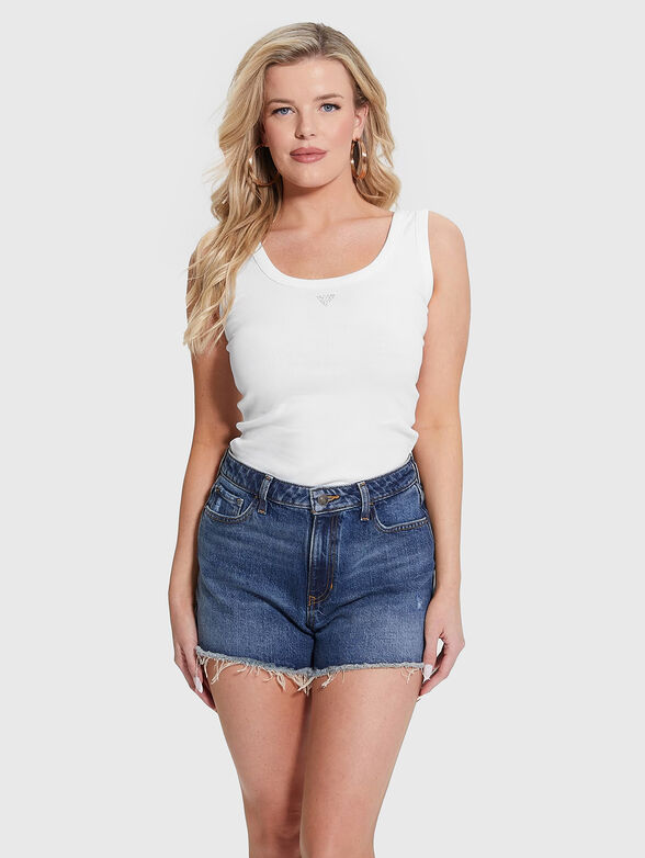 Black ripped cotton blend top - 1