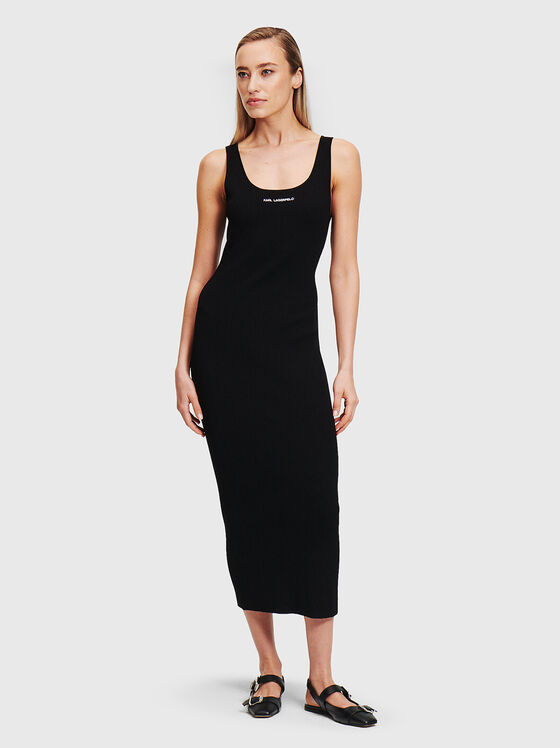 Black slim dress with logo detail - 1