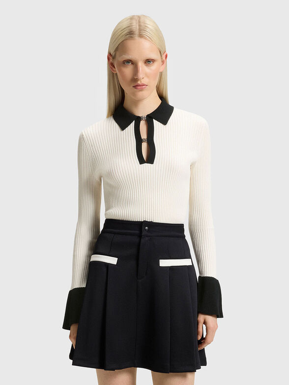 Ribbed sweater with classic collar - 1