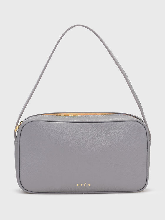 Сива кожена чанта с лого - 1