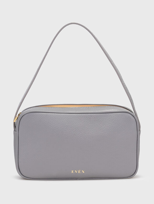 Small leather bag with logo in beige - 1