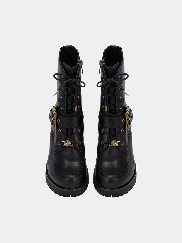 Black ankle boots with logo buckle - 5