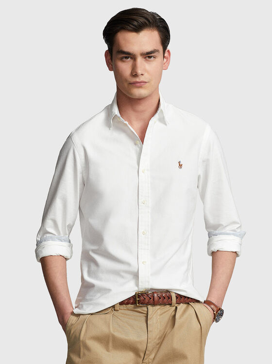 Бяла риза с бродирано лого  - 1