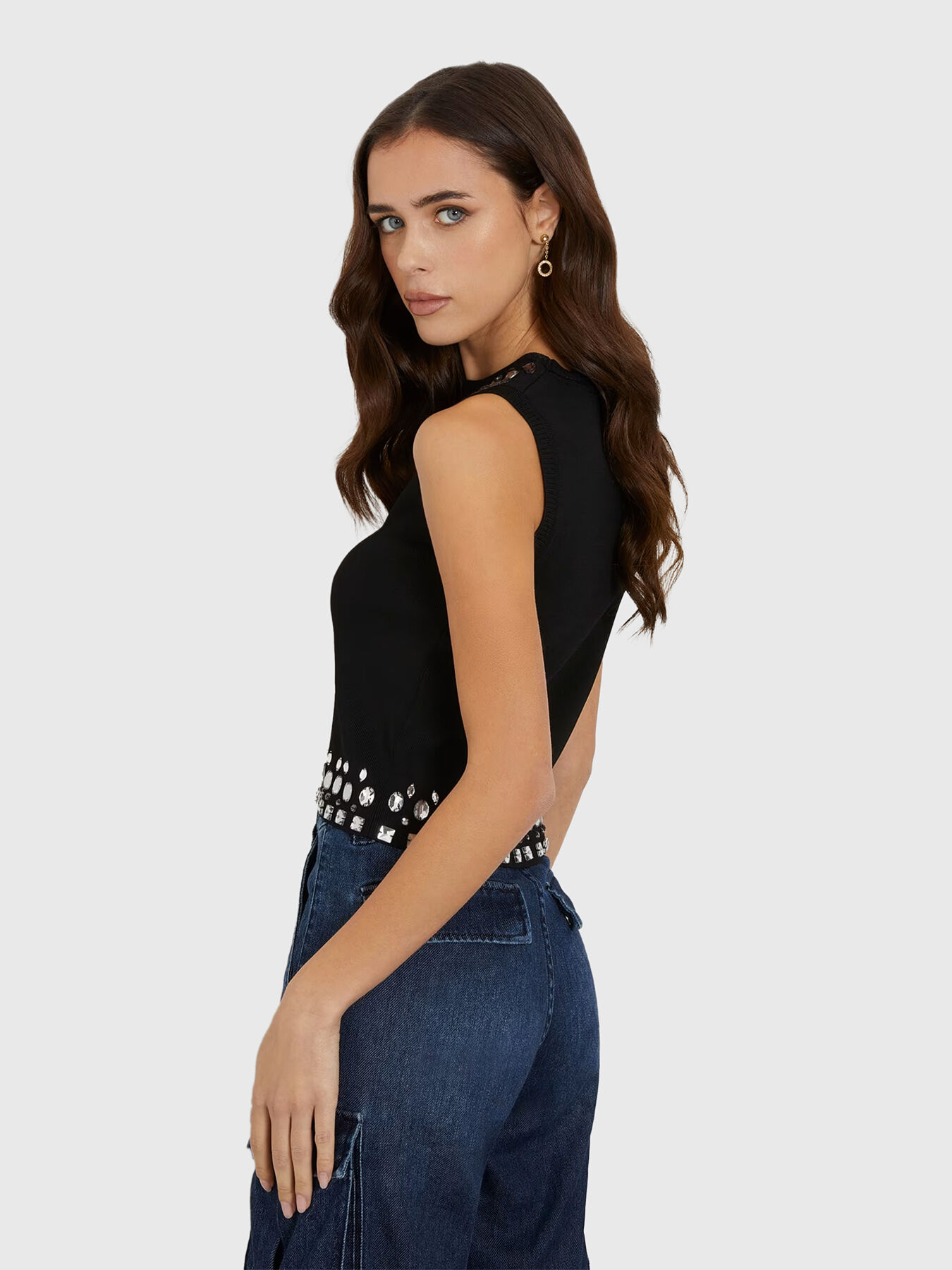 EVERLY crystal embellished top brand GUESS