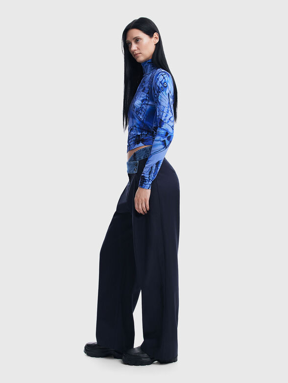 Print blouse with polo collar - 4